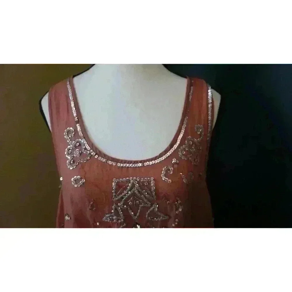 Free People Copper Starry Night Tunic – Sleeveless Boho Summer Top (M) - Picture 3 of 16